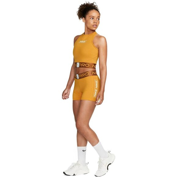 Nike Pro Women's Training Shorts DQ5599-727 Gold Suede Ale Brown Size XS X-Small - Picture 7 of 7